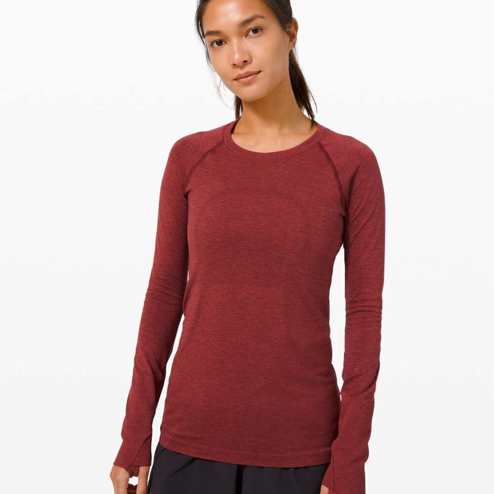 Lululemon Swiftly Tech Long Sleeve 2.0 Burgundy Womens Size 8